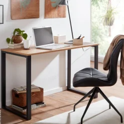 Schreibtisch Eiche Nachbildung schwarz pulverbeschichtet B/H/T: ca. 120x76x60 cm