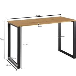 Schreibtisch Eiche Nachbildung schwarz pulverbeschichtet B/H/T: ca. 120x76x60 cm
