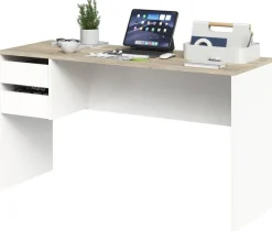 Schreibtisch Eiche Sonoma Nachbildung weiß B/H/T: ca. 138x75x50 cm