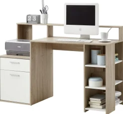 Schreibtisch Eiche Sonoma Nachbildung weiß B/H/T: ca. 139x92x54 cm