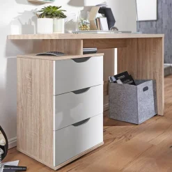 Schreibtisch Eiche Sonoma Nachbildung weiß B/H/T: ca. 120x76x53 cm