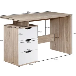 Schreibtisch Eiche Sonoma Nachbildung weiß B/H/T: ca. 120x76x53 cm