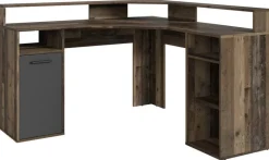 Schreibtisch FOX Eiche Old Wood Nachbildung anthrazit B/H/T: ca. 139x90,8x139 cm