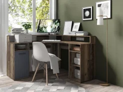 Schreibtisch FOX Eiche Old Wood Nachbildung anthrazit B/H/T: ca. 139x90,8x139 cm