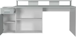 Schreibtisch Gamer hellgrau matt weiß matt B/H/T: ca. 160x92x115 cm