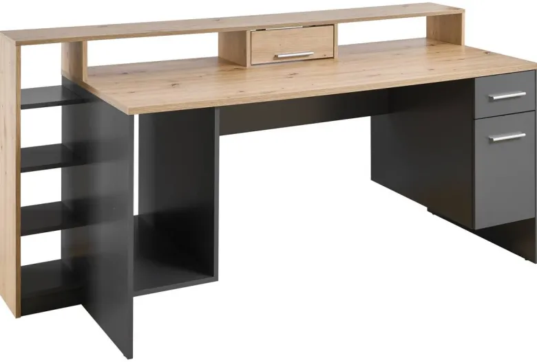 Schreibtisch Highscore grau Eiche Artisan Nachbildung B/H/T: ca. 182x92x70 cm