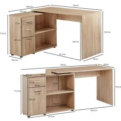 Schreibtischkombination Eiche Sonoma Nachbildung B/H/T: ca. 120x75,5x106,5 cm