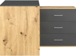 Schreibtisch KURT Eiche Artisan Nachbildung anthrazit B/H/T: ca. 120x75,4x122 cm