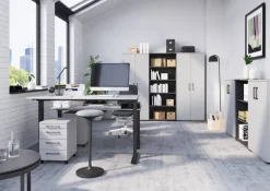Schreibtisch 4252-581 Lichtgrau schwarz B/H/T: ca. 160x80x80 cm