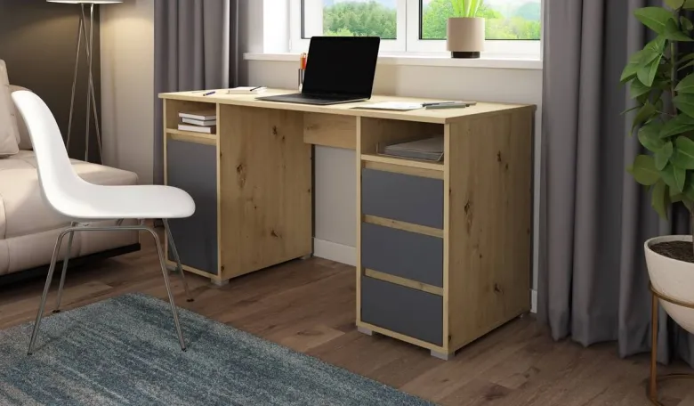 Schreibtisch LOBO Eiche Nachbildung anthrazit B/H/T: ca. 138x75x55 cm