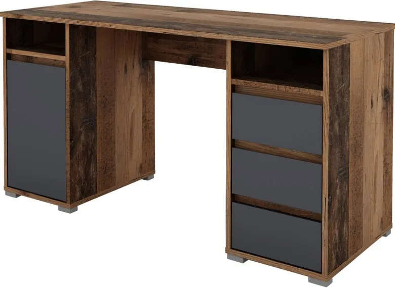 Schreibtisch LOBO Eiche Old Wood Nachbildung anthrazit B/H/T: ca. 138x75x55 cm