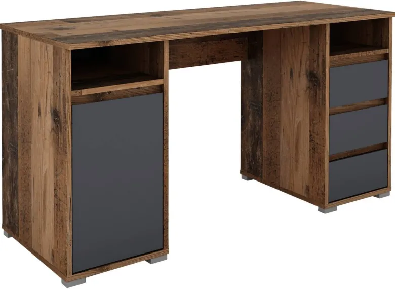 Schreibtisch LOBO Eiche Old Wood Nachbildung anthrazit B/H/T: ca. 138x75x55 cm