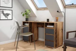 Schreibtisch LOBO Eiche Old Wood Nachbildung anthrazit B/H/T: ca. 138x75x55 cm