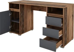 Schreibtisch LOBO Eiche Old Wood Nachbildung anthrazit B/H/T: ca. 138x75x55 cm
