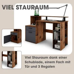 Schreibtisch LOUIS anthrazit B/H/T: ca. 140x89x55 cm