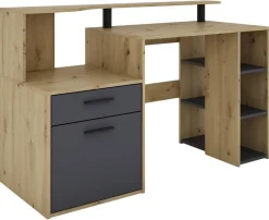 Schreibtisch LOUIS Eiche anthrazit B/H/T: ca. 140x89x55 cm