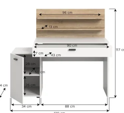 Schreibtisch Match weiß Eiche Sonoma Nachbildung B/H/T: ca. 130x117x54 cm