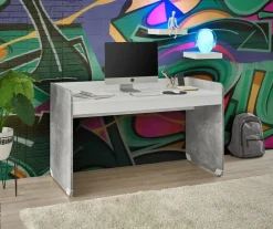 Schreibtisch Matino Beton weiß B/H/T: ca. 143x84x67 cm