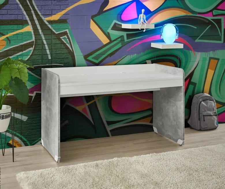 Schreibtisch Matino Beton weiß B/H/T: ca. 143x84x67 cm