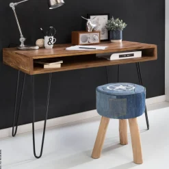 Schreibtisch natur schwarz matt B/H/T: ca. 110x76x60 cm