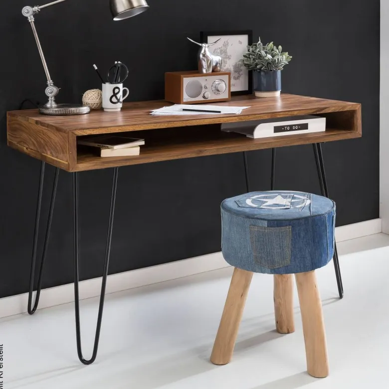Schreibtisch natur schwarz matt B/H/T: ca. 110x76x60 cm