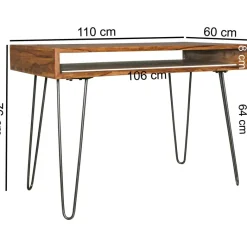 Schreibtisch natur schwarz matt B/H/T: ca. 110x76x60 cm