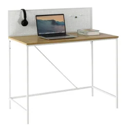 Schreibtisch Rene Eiche Nachbildung weiß B/H/T: ca. 100x104x52 cm