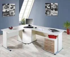 Schreibtisch Serie 200 perlweiß B/H/T: ca. 90x74,2x65 cm