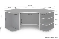 Schreibtisch THANATOS anthrazit rot B/H/T: ca. 198x76x85 cm