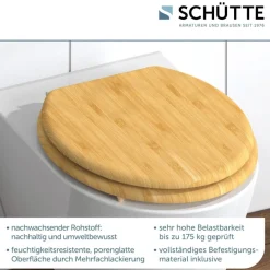 Schütte WC-Sitz NATURAL BAMBOO natur Bambus B/H/T: ca. 37,2x5,5x42,5 cm
