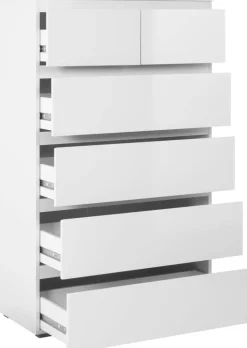 Schubkastenkommode Capetown weiß glänzend weiß B/H/T: ca. 80x132x40 cm