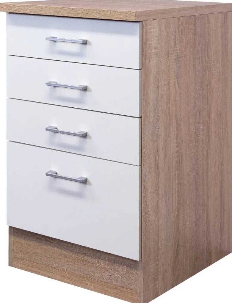 Schubkastenschrank Samoa weiß Eiche Nachbildung B/H/T: ca. 50x85x60 cm