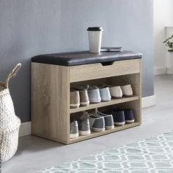 Schuhbank dunkelbraun Eiche Sonoma Nachbildung B/H/T: ca. 60x40x30 cm