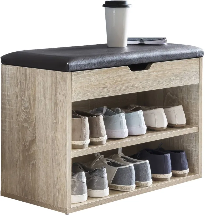Schuhbank dunkelbraun Eiche Sonoma Nachbildung B/H/T: ca. 60x40x30 cm