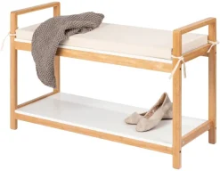 Schuhbank Finja weiß Bambus B/H/T: ca. 90x55x34 cm