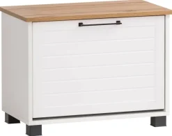 Schuhbank Jelda weiß matt Eiche Landhaus Nachbildung B/H/T: ca. 62x47,2x34,1 cm