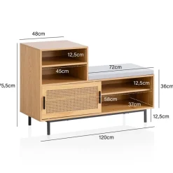 Schuhbank natur Eiche Optik B/H/T: ca. 120x75,5x40 cm