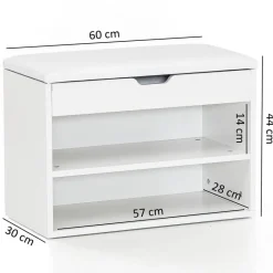 Schuhbank weiß weiß B/H/T: ca. 60x40x30 cm