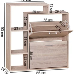 Schuhkipper Eiche Sonoma Nachbildung B/H/T: ca. 24x93x85 cm