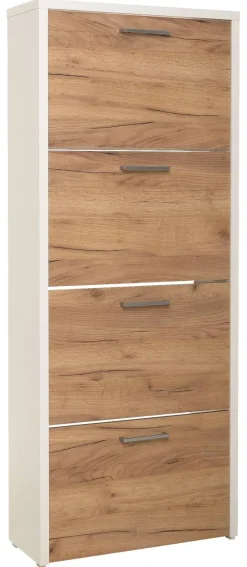 Schuhkipper Fulda 2 weiß honig Eiche Nachbildung B/H/T: ca. 61x152x25 cm
