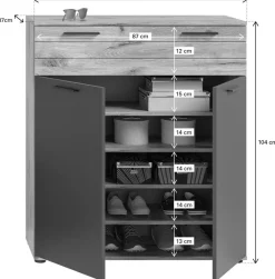 Schuhkommode Mason Nox Oak Nachbildung dunkelgrau B/H/T: ca. 90x104x37 cm