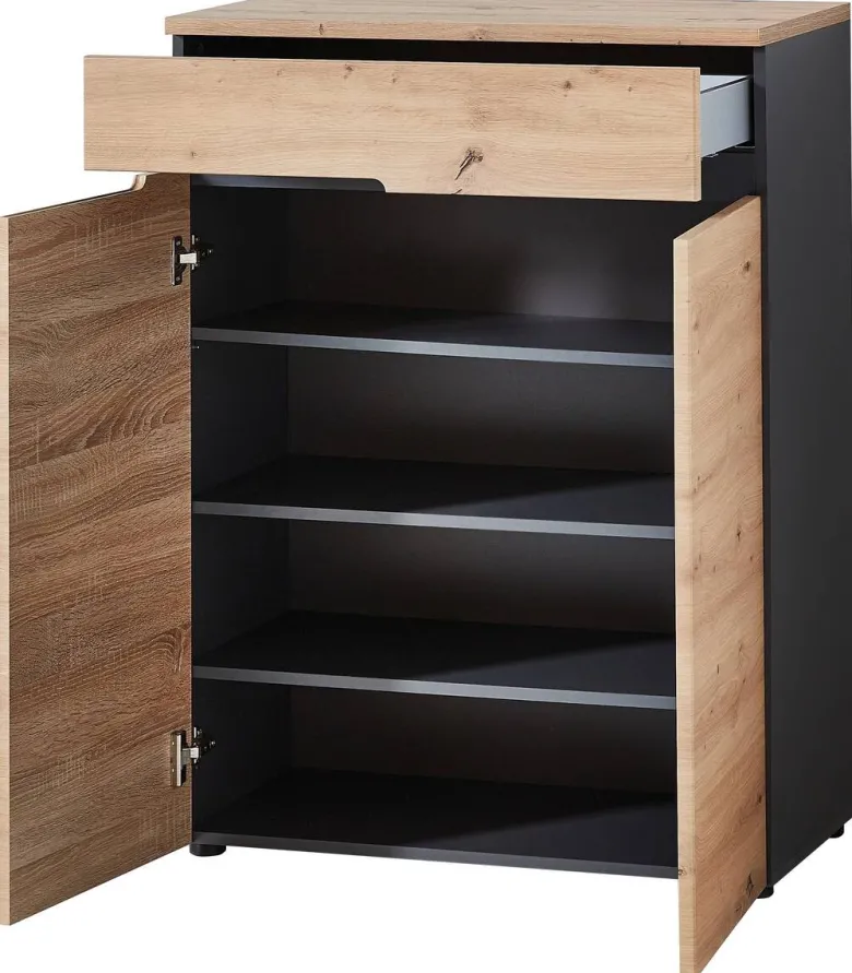 Schuhkommode Memphis Eiche Artisan Nachbildung Graphit B/H/T: ca. 80x107x38 cm