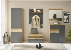 Schuhkommode Milan Eiche Artisan Nachbildung grau B/H/T: ca. 85x105x38 cm