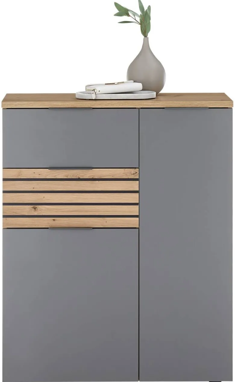 Schuhkommode Milan Eiche Artisan Nachbildung grau B/H/T: ca. 85x105x38 cm