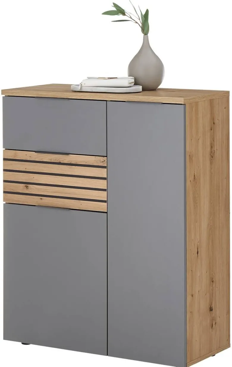 Schuhkommode Milan Eiche Artisan Nachbildung grau B/H/T: ca. 85x105x38 cm