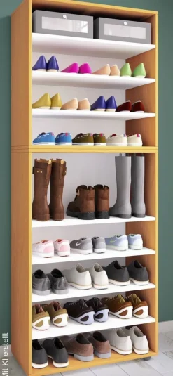 Schuhregal Lona buche Nachbildung weiß B/H/T: ca. 70x183x37 cm