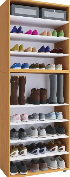 Schuhregal Lona buche Nachbildung weiß B/H/T: ca. 70x183x37 cm