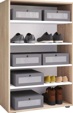 Schuhregal Lona Eiche Sonoma Nachbildung weiß B/H/T: ca. 70x110x37 cm