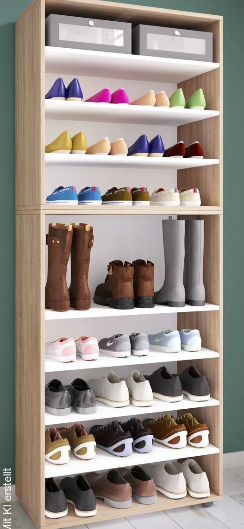 Schuhregal Lona Eiche Sonoma Nachbildung weiß B/H/T: ca. 70x183x37 cm