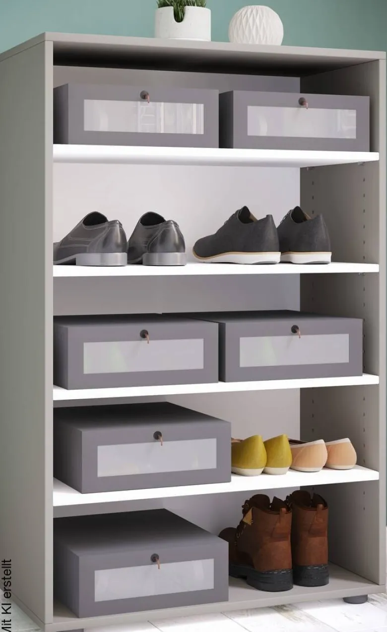 Schuhregal Lona grau weiß B/H/T: ca. 70x110x37 cm